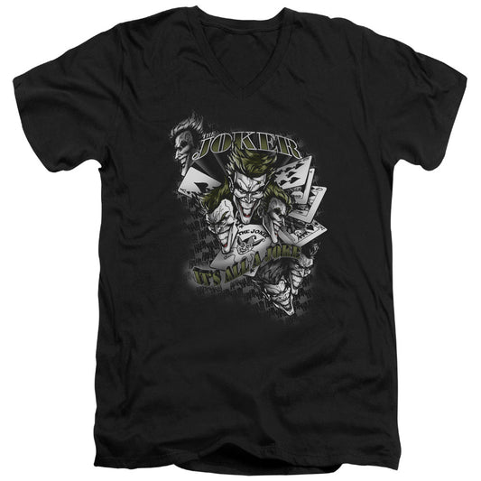 Batman Its All A Joke Mens Slim Fit V Neck T Shirt Black Officially Licensed