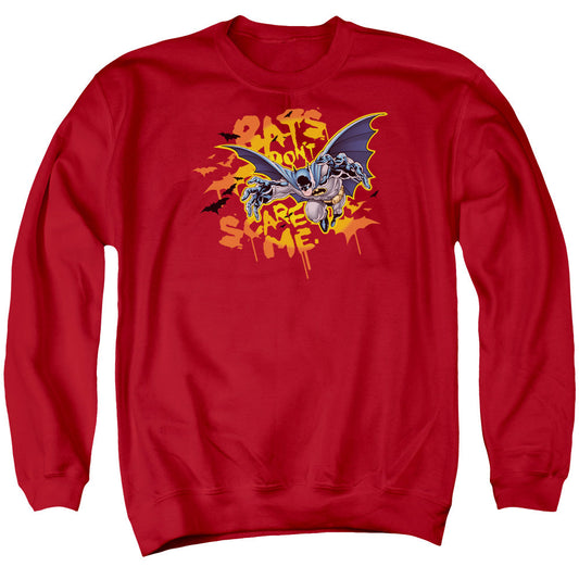 Batman Bats Don't Scare Me Mens Crewneck Sweatshirt Red Officially Licensed