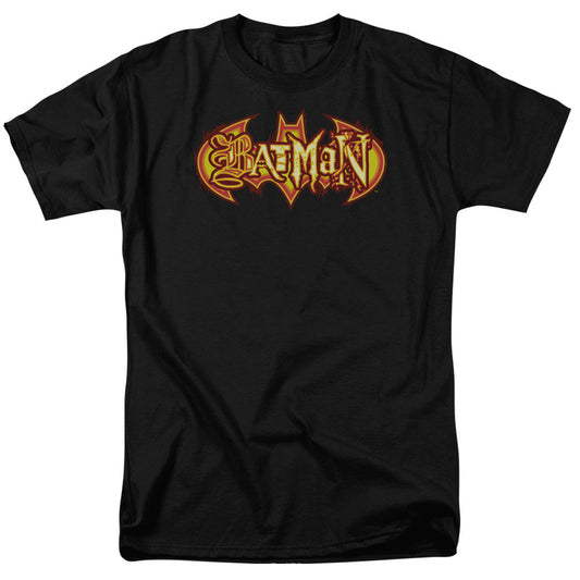 Batman Fiery Shield Mens T Shirt Black Officially Licensed