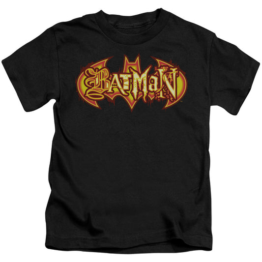 Batman Fiery Shield Juvenile Kids Youth T Shirt Black Officially Licensed