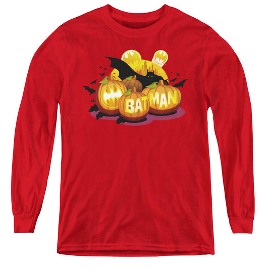 Batman Bat O Lanterns Long Sleeve Kids Youth T Shirt Red Officially Licensed
