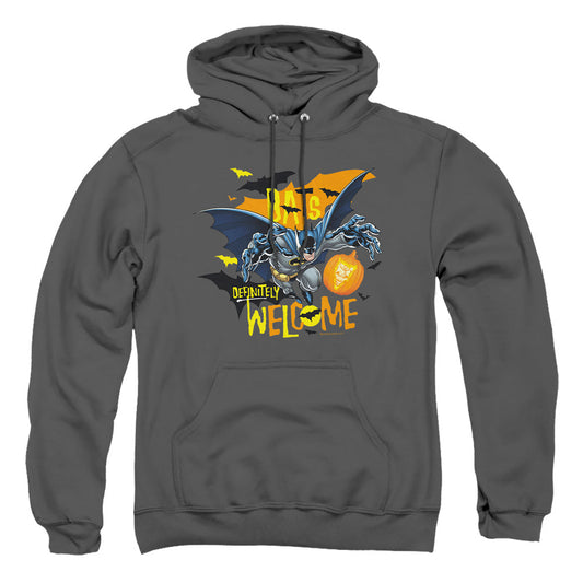 Batman Bats Welcome Mens Hoodie Charcoal Officially Licensed