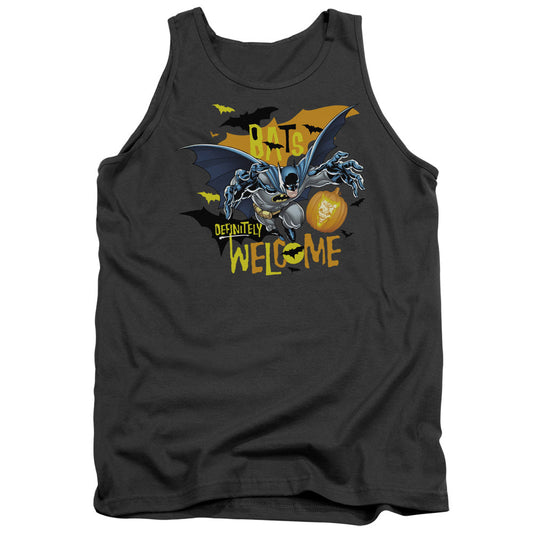 Batman Bats Welcome Mens Tank Top Shirt Charcoal Officially Licensed