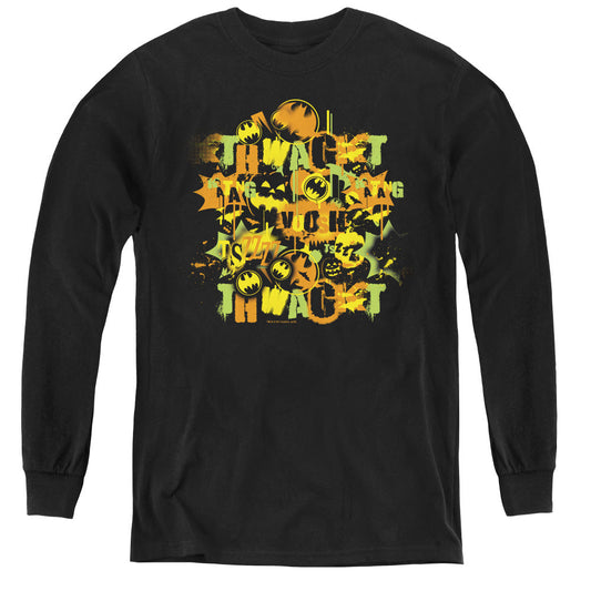 Batman Halloween Knight Sounds Long Sleeve Kids Youth T Shirt Black Officially Licensed