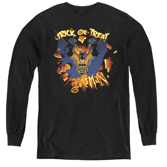 Batman Pumpkin Burst Long Sleeve Kids Youth T Shirt Black Officially Licensed