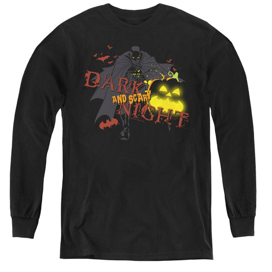 Batman Dark And Scary Night Long Sleeve Kids Youth T Shirt Black Officially Licensed