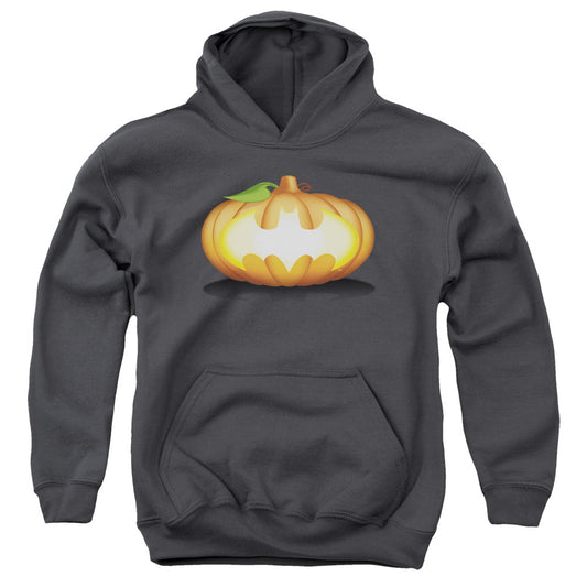 Batman Bat Pumpkin Logo Kids Youth Hoodie Charcoal Officially Licensed