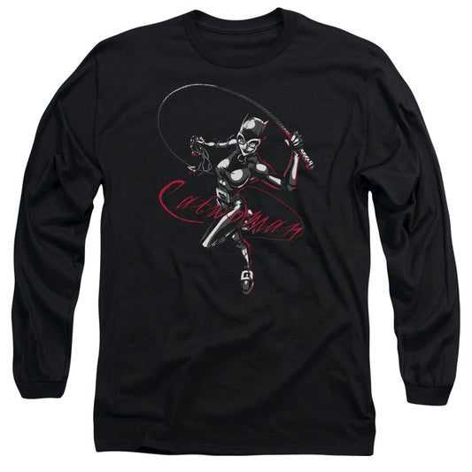 Batman Kiten With A Whip Mens Long Sleeve Shirt Black Officially Licensed