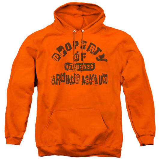 Batman Property Of Arkham Mens Hoodie Orange Officially Licensed