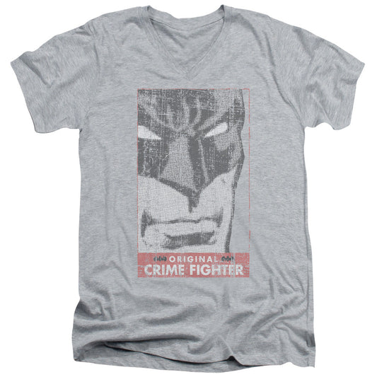 Batman Orginal Crime Fighter Mens Slim Fit V Neck T Shirt Athletic Heather Officially Licensed
