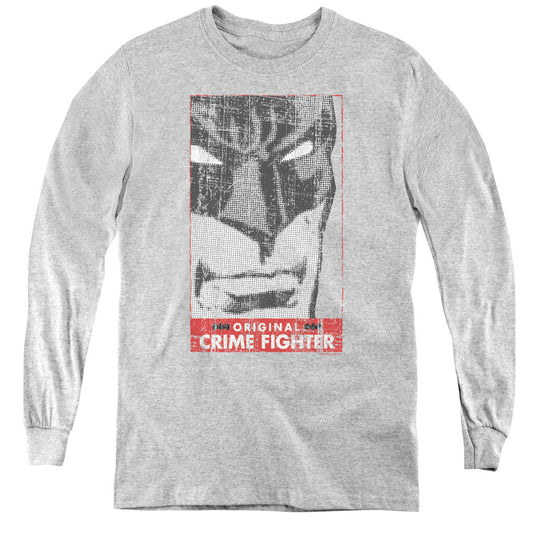 Batman Orginal Crime Fighter Long Sleeve Kids Youth T Shirt Athletic Heather Officially Licensed
