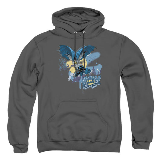 Batman Into The Night Mens Hoodie Charcoal Officially Licensed