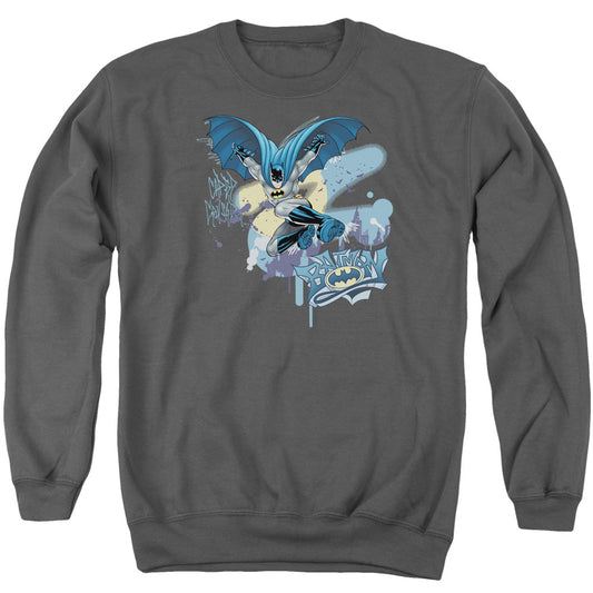 Batman Into The Night Mens Crewneck Sweatshirt Charcoal