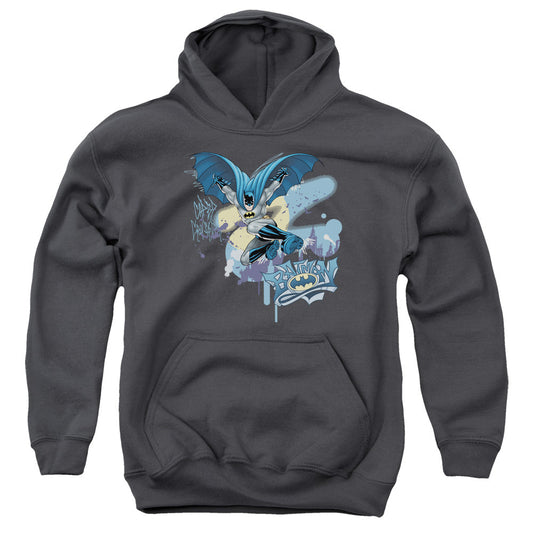 Batman Into The Night Kids Youth Hoodie Charcoal Officially Licensed