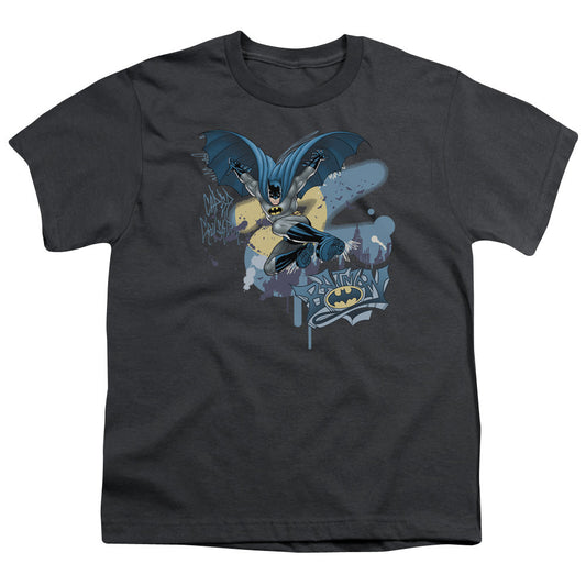 Batman Into The Night Kids Youth T Shirt Charcoal Officially Licensed