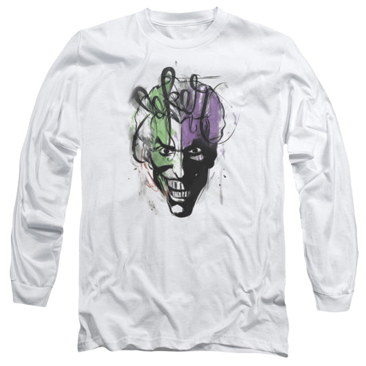 Batman Joker Airbrush Mens Long Sleeve Shirt White Officially Licensed