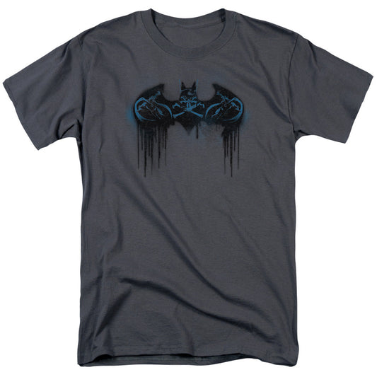 Batman Run Away Mens T Shirt Charcoal Officially Licensed