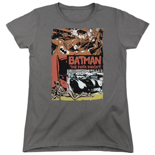 Batman Old Movie Poster Womens T Shirt Charcoal Officially Licensed
