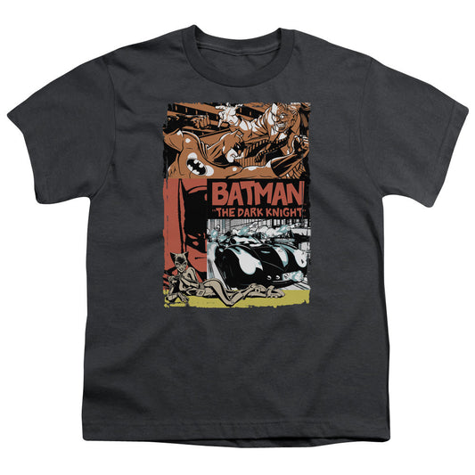 Batman Old Movie Poster Kids Youth T Shirt Charcoal Officially Licensed