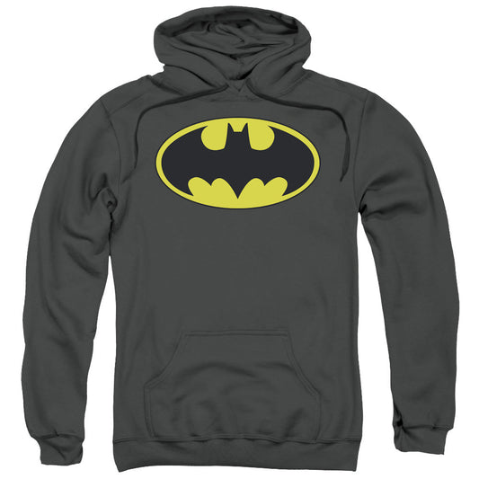 Batman Classic Bat Logo Mens Hoodie Charcoal Officially Licensed