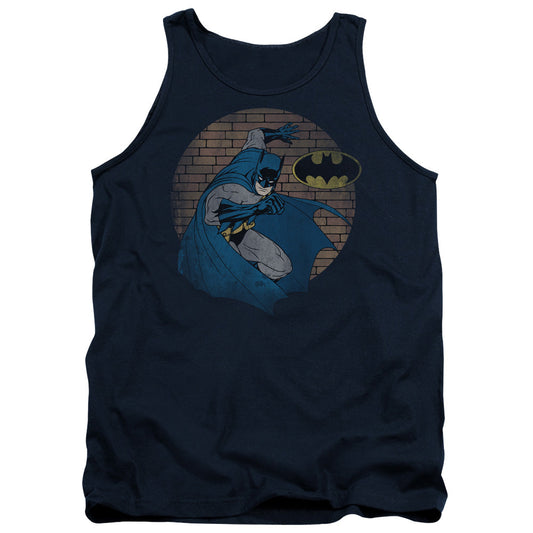 Batman In The Spotlight Mens Tank Top Shirt Navy Blue Officially Licensed
