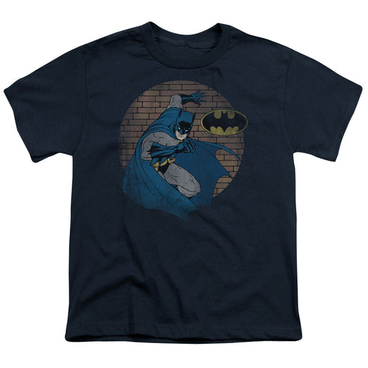 Batman In The Spotlight Kids Youth T Shirt Navy Blue Officially Licensed
