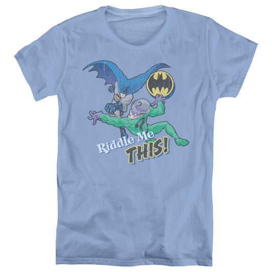 Batman Riddle Me This Womens T Shirt Carolina Blue Officially Licensed