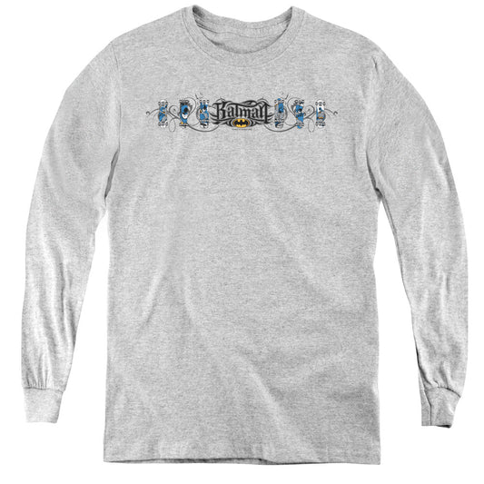 Batman Skateboard Bats Long Sleeve Kids Youth T Shirt Athletic Heather Officially Licensed