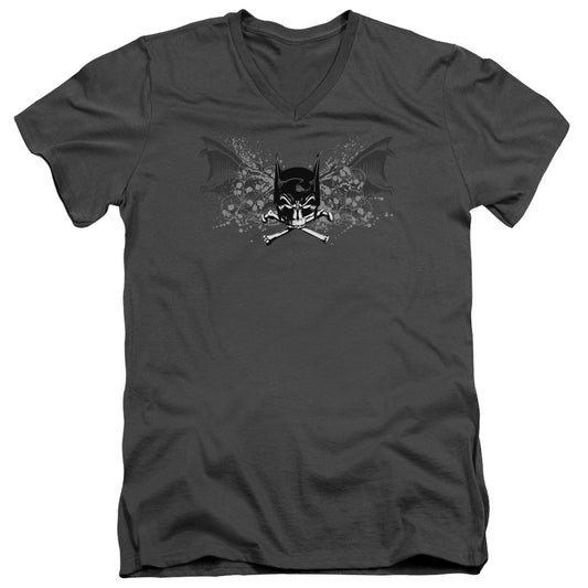 Batman Ill Omen Mens Slim Fit V Neck T Shirt Charcoal Officially Licensed