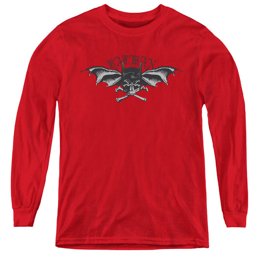 Batman Wings Of Wrath Long Sleeve Kids Youth T Shirt Red Officially Licensed