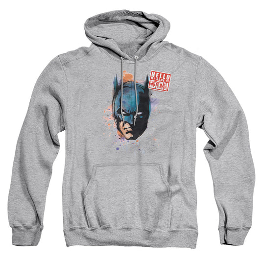 Batman Hello Mens Hoodie Athletic Heather Officially Licensed
