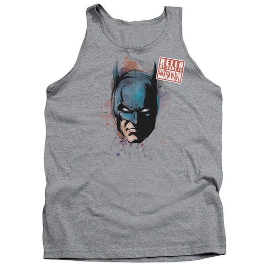 Batman Hello Mens Tank Top Shirt Athletic Heather Officially Licensed