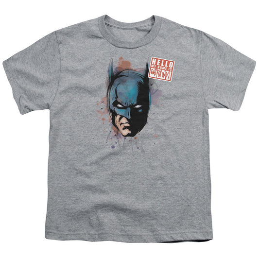 Batman Hello Kids Youth T Shirt Athletic Heather Officially Licensed