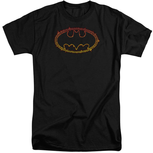 Batman Flame Outlined Logo Mens Tall T Shirt Black Officially Licensed