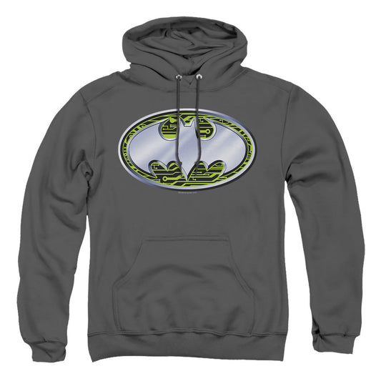 Batman Circuits Logo Mens Hoodie Charcoal Officially Licensed