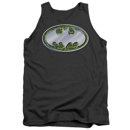 Batman Circuits Logo Mens Tank Top Shirt Charcoal Officially Licensed