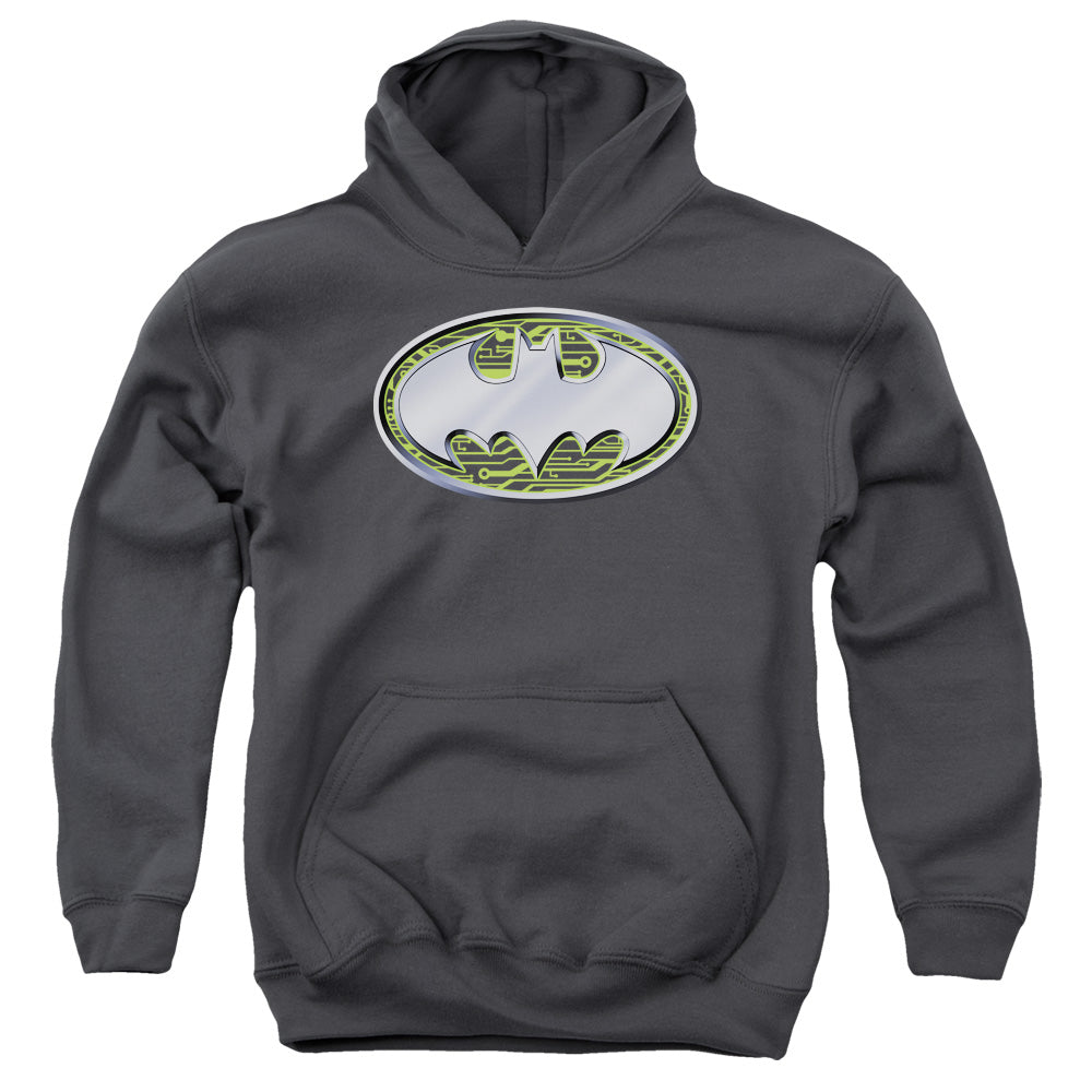 Batman Circuits Logo Kids Youth Hoodie Charcoal Officially Licensed