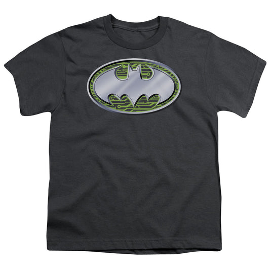 Batman Circuits Logo Kids Youth T Shirt Charcoal Officially Licensed