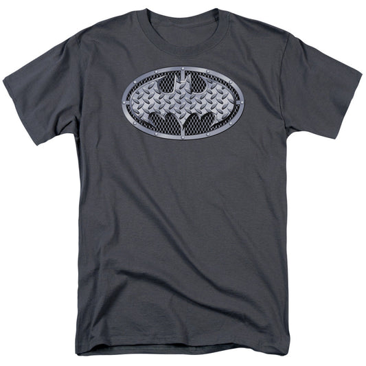 Batman Steel Mesh Shield Mens T Shirt Charcoal Officially Licensed