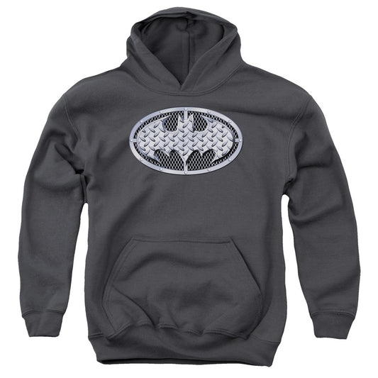 Batman Steel Mesh Shield Kids Youth Hoodie Charcoal Officially Licensed