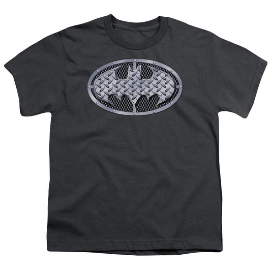 Batman Steel Mesh Shield Kids Youth T Shirt Charcoal Officially Licensed
