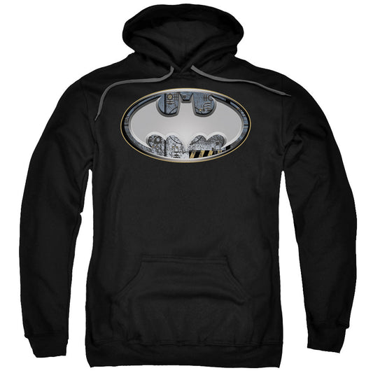 Batman Steel Wall Shield Mens Hoodie Black Officially Licensed