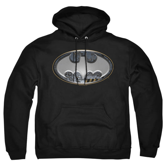 Batman Steel Wall Shield Mens Hoodie Black Officially Licensed