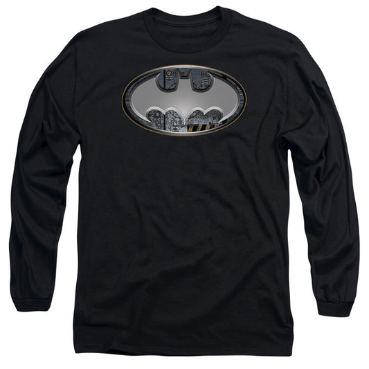 Batman Steel Wall Shield Mens Long Sleeve Shirt Black Officially Licensed