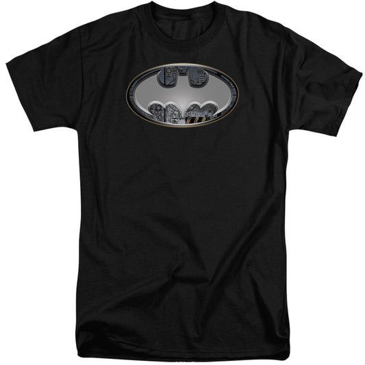 Batman Steel Wall Shield Mens Tall T Shirt Black Officially Licensed