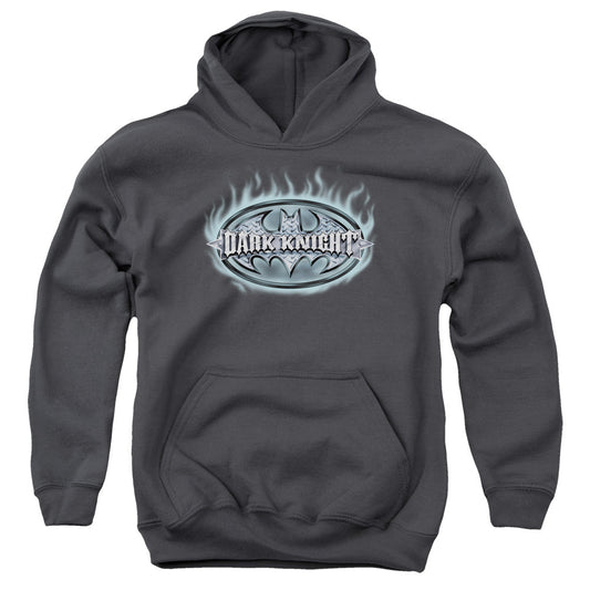 Batman Dark Knight Steel Shield Kids Youth Hoodie Charcoal Officially Licensed