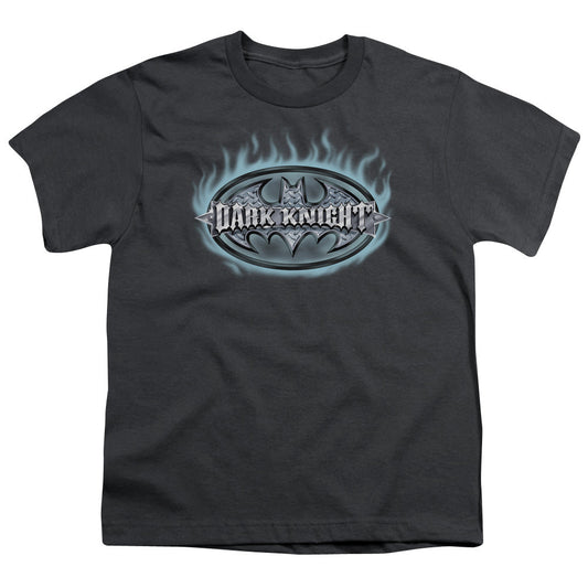 Batman Dark Knight Steel Shield Kids Youth T Shirt Charcoal Officially Licensed