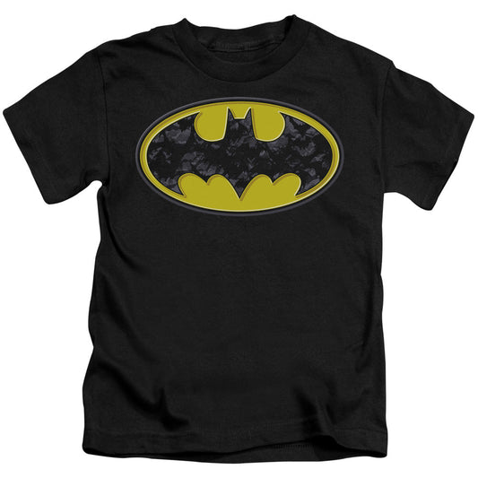 Batman Bats In Logo Juvenile Kids Youth T Shirt Black Officially Licensed