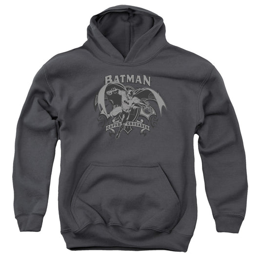 Batman Crusade Kids Youth Hoodie Charcoal Officially Licensed