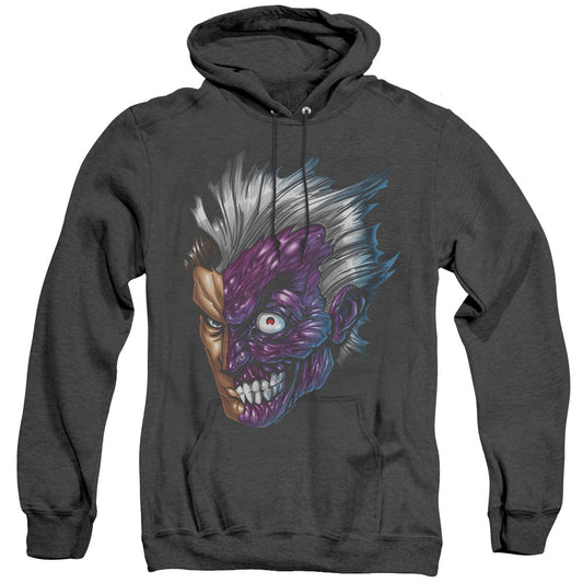 Batman Just Face Heather Mens Hoodie Black Officially Licensed